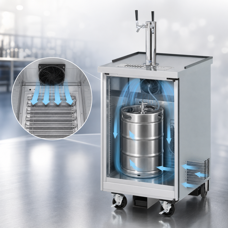 Product image #4 for Turbo Air Super Deluxe Single-Door Beer Dispenser, 1/2-Barrel Capacity, Double Faucet