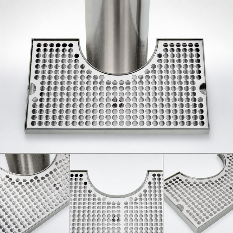 Product image #4 for Stainless Steel Surface-Mount Drip Tray Trough for Draft Beer Columns, 14 x 8 Inches