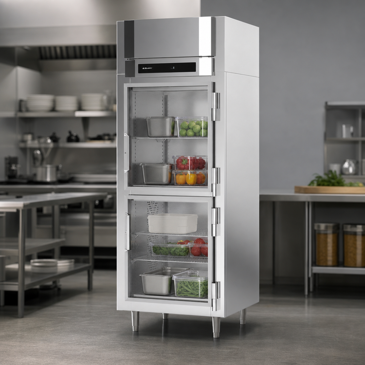 Product image #4 for Victory UltraSpec FSA-1N-S1-HG-HC One-Section Shallow Depth Glass Half-Door Reach-in Freezer with V-Core™ Technology