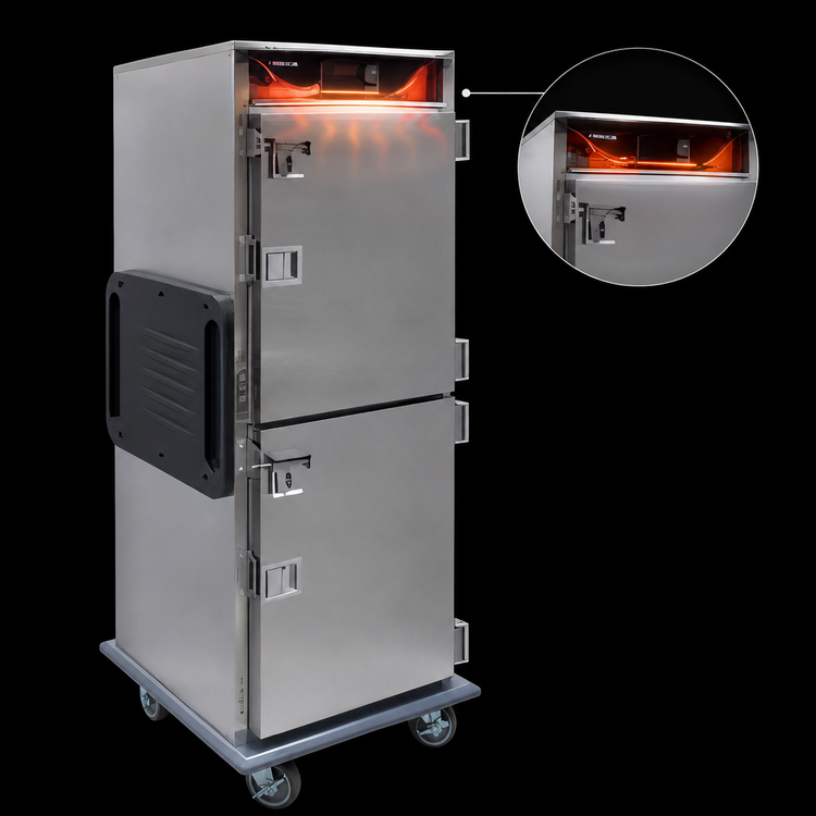 Product image #4 for Cres Cor 30.5 Inch Wide Insulated Mobile Heated Holding Cabinet with Dutch Doors, 6 Pan Capacity, Stainless Steel, 120V