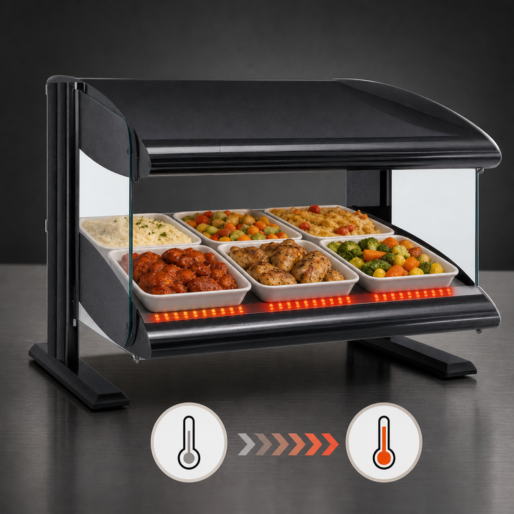 Product image #4 for Hatco Spot On 24-Inch Countertop Slant Heated Zone Merchandiser Warmer, Single Shelf, 2-Zone