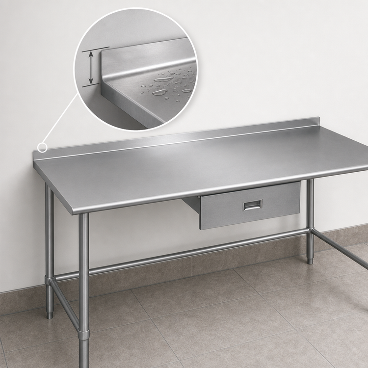 Product image #4 for Deluxe Series 108"W x 36"D Stainless Steel Work Table with Rear Upturn and Tubular Base