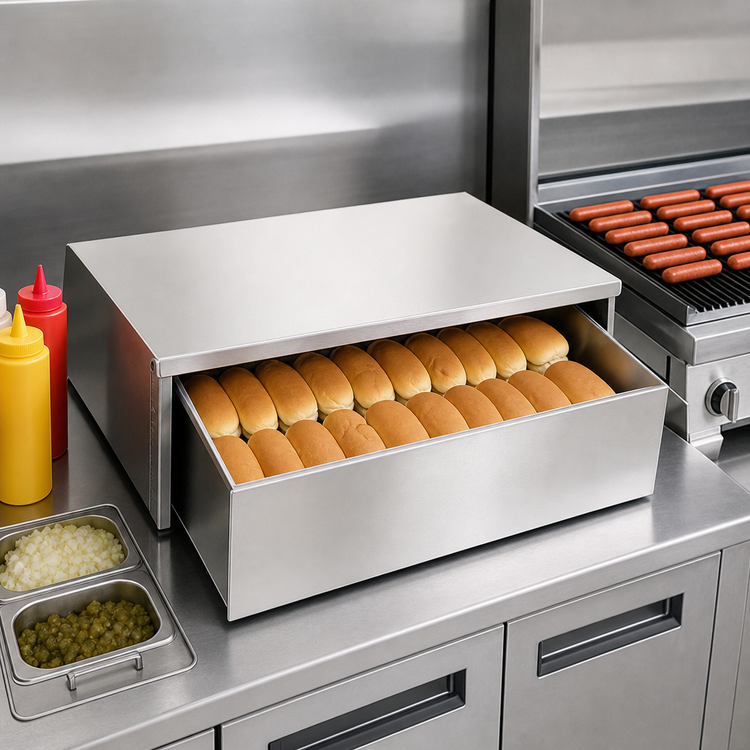 Product image #4 for Benchmark Stainless Steel Dry Bun Box for 30-Dog Grill