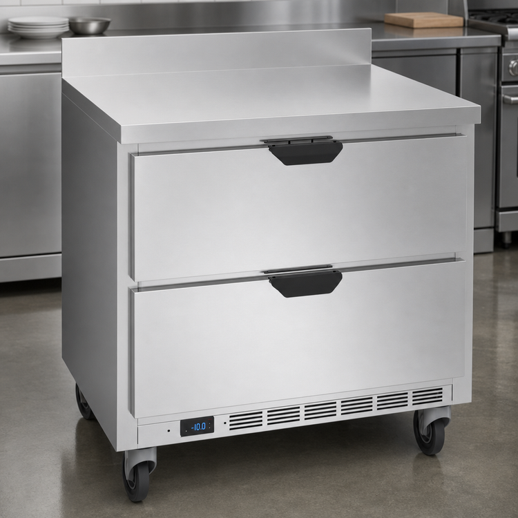 Product image #4 for Beverage-Air 36-Inch 2-Drawer Worktop Freezer, 8.69 Cu. Ft., Stainless Steel, Rear-Mounted Self-Contained R290