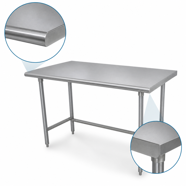Product image #4 for Advance Tabco TSAG-309 108-Inch x 30-Inch 16-Gauge 430 Stainless Steel Flat Top Open Base Work Table