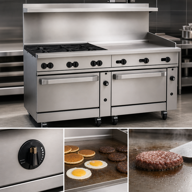 Product image #4 for Wolf Challenger XL C72SC-6B36GT 72" Gas Restaurant Range with 6 Open Burners, 36" Griddle, Standard Oven, and Convection Oven