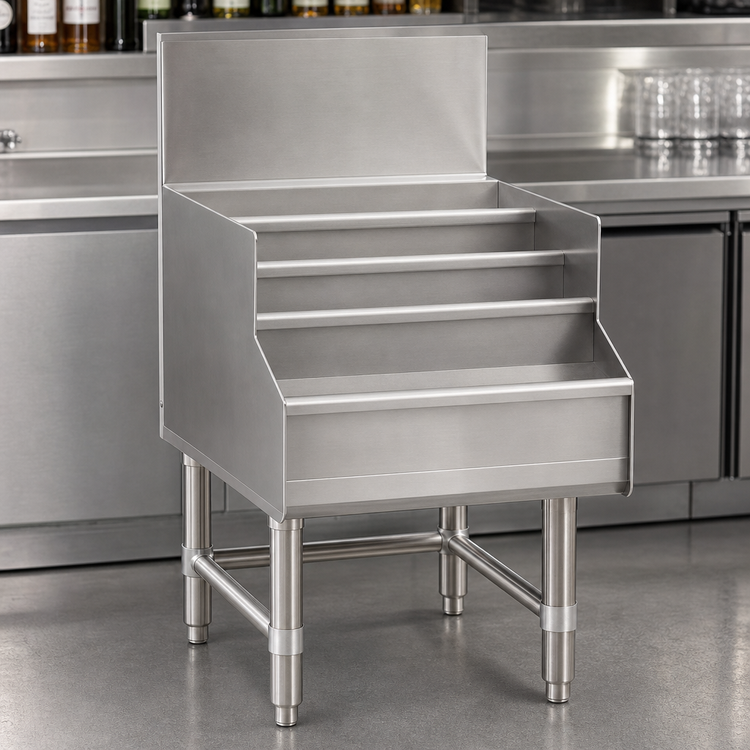 Product image #4 for Spec-Bar 36-Inch Freestanding 4-Step Stainless Steel Liquor Bottle Display Unit