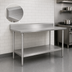 Thumbnail image #4 for Stallion 84-Inch W x 30-Inch D Stainless Steel Top Work Table with 5-Inch Backsplash and Undershelf
