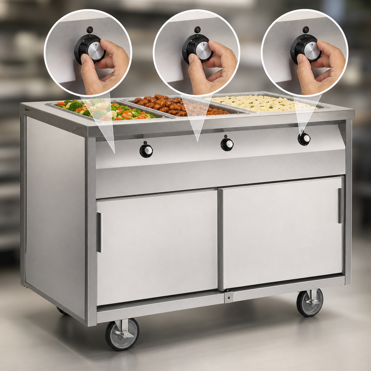 Product image #4 for Randell Electric Mobile Hot Food Table with 6 Sealed 12" x 20" Wells and Open Cabinet Base