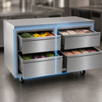Thumbnail image #4 for Delfield D4560NP Two-Section 4-Drawer Worktop/Undercounter Freezer, 60 in. Wide, Stainless Steel, Self-Contained