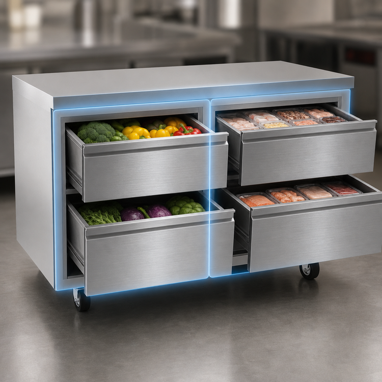 Product image #4 for Delfield D4560NP Two-Section 4-Drawer Worktop/Undercounter Freezer, 60 Inch Wide, Stainless Steel
