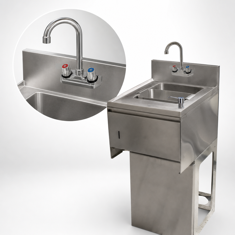 Product image #5 for Slimline 1-Compartment Underbar Dump Sink with Faucet, Soap Dispenser, Basket Drain and Towel Dispenser