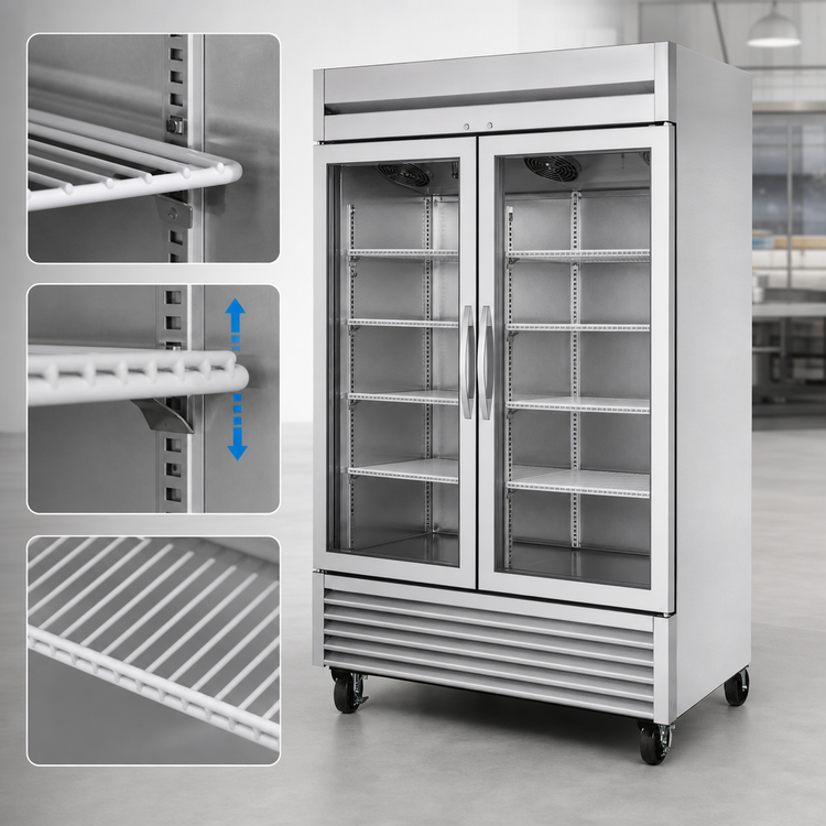 Product image #4 for True Two-Section Reach-In Display Freezer with Framed Glass Doors, Self-Contained Bottom Mount