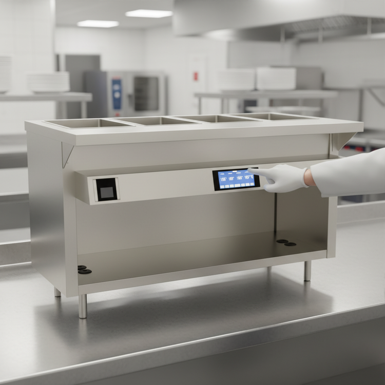 Product image #3 for Thurmaduke EW-4-DLSS Deluxe Ganged Four Well Electric Waterless Food Warmer
