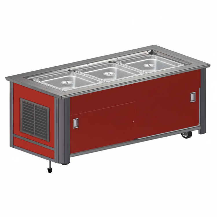 Product image #3 for Atlas Metal BLC-3-RM-BU 3-Pan Mobile Refrigerated Buffet Serving Counter