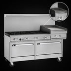 Thumbnail image #4 for Southbend (Middleby) Ultimate 4604AC-2RR 60-Inch Gas Restaurant Range, 6 Burners, 24-Inch Raised Griddle/Broiler, Convection Oven, Cabinet Base