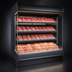 Thumbnail image #4 for Howard-McCray R-OM35E-8-LB-B Packaged Meats Low-Base Open Merchandiser, 99 Inch Black Vertical Case, Remote Refrigeration
