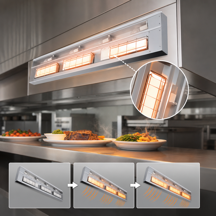 Product image #4 for Hatco Ultra-Glo 72-Inch Lighted Double Ceramic Infrared Strip Heat Lamp Food Warmer