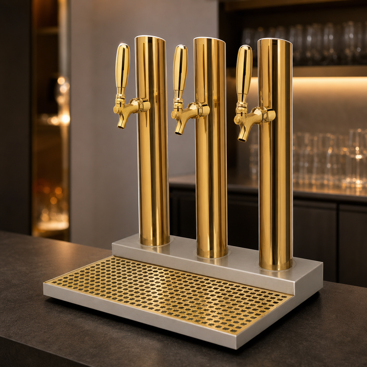 Product image #4 for Skyline 3-Faucet Countertop Glycol-Cooled Draft Beer Station, PVD Brass Finish