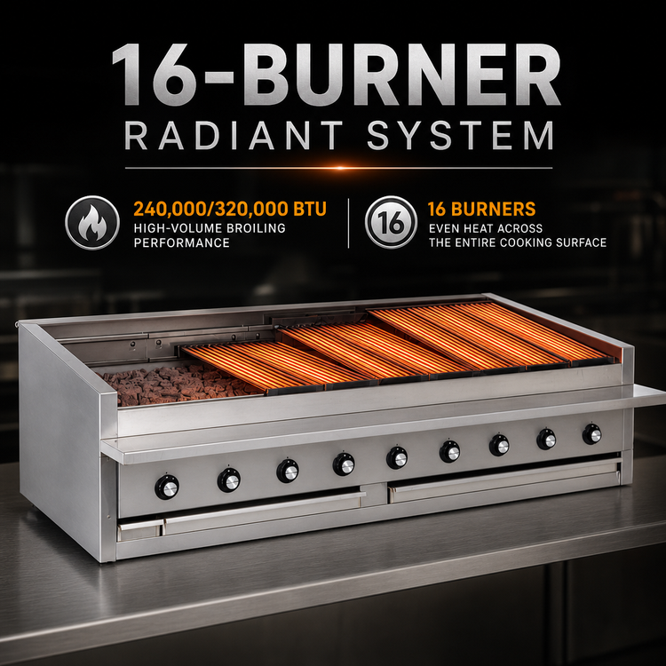 Product image #4 for Bakers Pride Dante Series L-72RS 72-Inch Low-Profile Countertop Gas Radiant Charbroiler