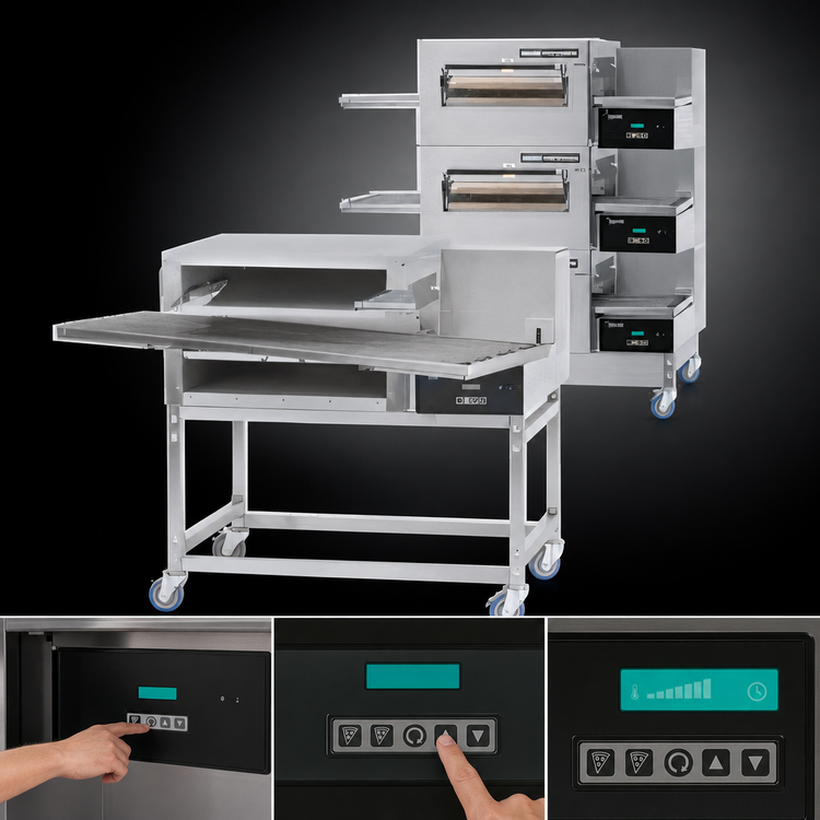 Product image #4 for Lincoln Impinger II Triple-Stack Gas Conveyor Pizza Oven Package with easyTouch Controls