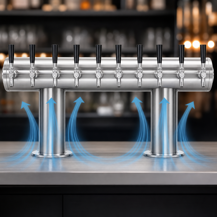 Product image #4 for Micro Matic 30-Inch Wide Double Pedestal Countertop Air-Cooled Draft Beer Tower with 10 Faucets