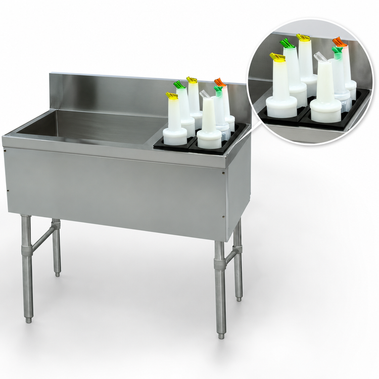 Product image #4 for Advance Tabco Prestige Supreme 36-Inch Underbar Ice Chest with Right-Side Bottle Rack