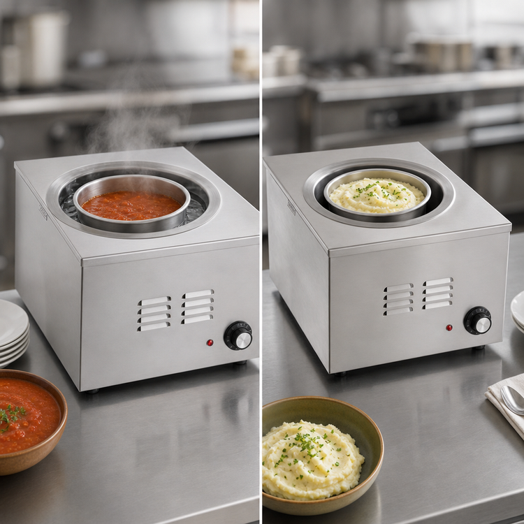 Product image #4 for RedHots 7 Quart Round Pan Countertop Electric Food Warmer, Wet/Dry, Infinite Control, 240V
