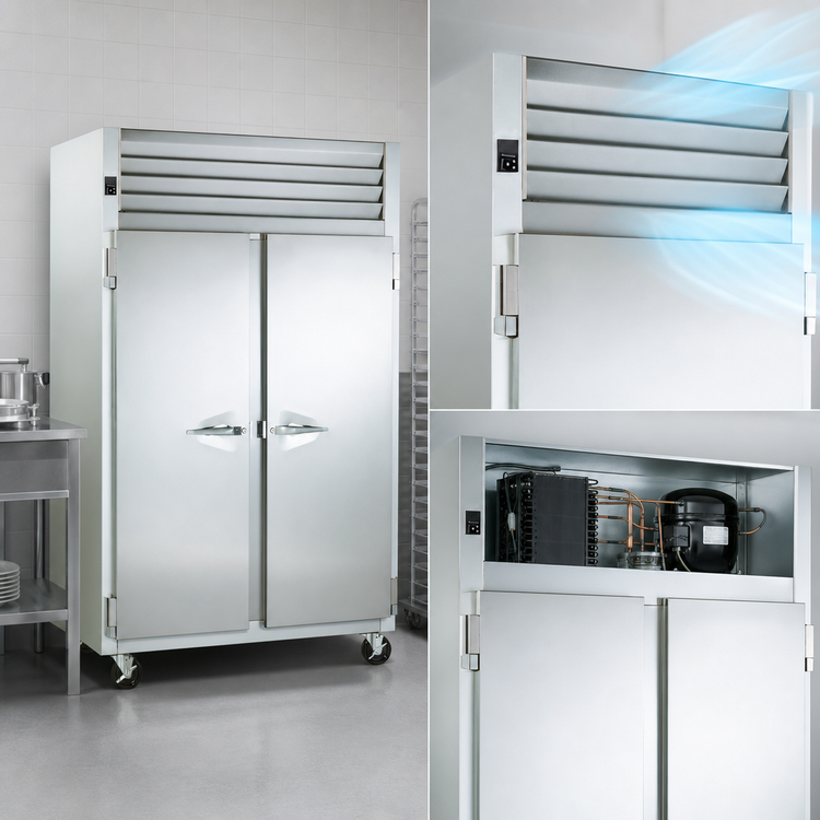 Product image #4 for Traulsen Spec-Line 58-Inch Wide Two-Section Self-Contained Reach-In Freezer with Half-Height Solid Doors