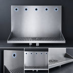 Thumbnail image #4 for Micro Matic USA DP-322LD-5GR Wall-Mount Stainless Steel Drip Tray Trough, 16-Inch, Integral Glass Rinser, 5 Faucet Holes