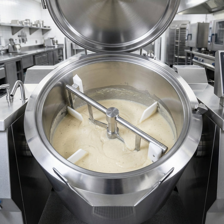 Product image #3 for Baskett Firex Tilting Kettle with Mixer, Electric, 78 Gallon Capacity, Indirect Heating