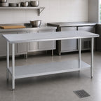 Thumbnail image #4 for Duke Manufacturing 314-24108 108-Inch Stainless Steel Work Table, Flat Top, Galvanized Undershelf and Posts