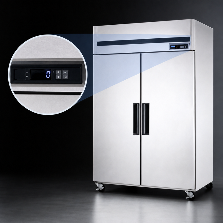 Product image #4 for Maxx Cold Two-Section Upright Reach-In Freezer, 42.8 Cu. Ft., Top-Mounted, Stainless Steel, Solid Hinged Doors