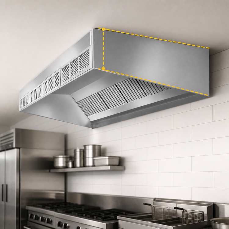 Product image #4 for SpecAir HESFA96-102 102 Inch Wall Type Short Front Make-Up Air Commercial Kitchen Exhaust Hood