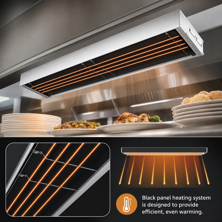 Product image #4 for Hatco Glo-Ray Infrablack Lighted Strip Heater, 60-Inch, Aluminum, 1700 Watt