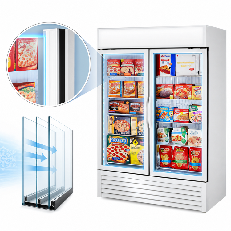 Product image #4 for True 54-Inch Two-Section Glass Door Freezer Merchandiser, Self-Contained Bottom Mount, White