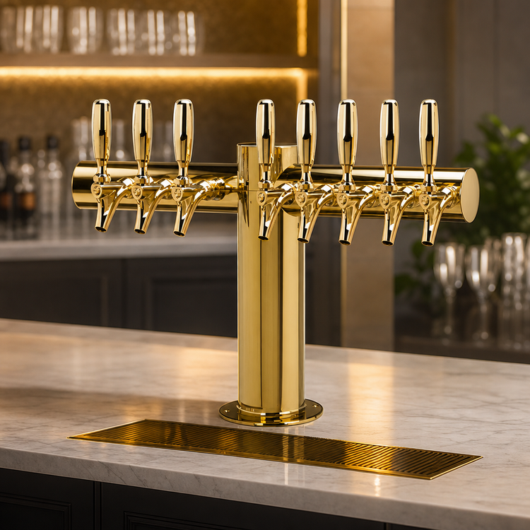 Product image #4 for Metropolis T 8-Faucet Countertop Glycol-Cooled Draft Beer Tower, 24-Inch, PVD Brass