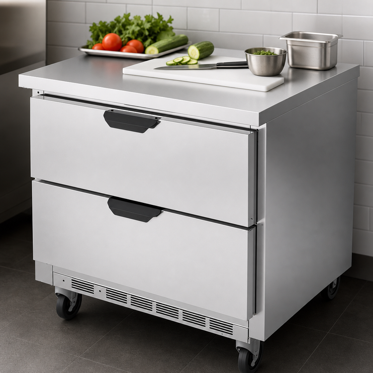 Product image #4 for Beverage-Air 32-Inch One-Section Worktop Freezer with 2 Drawers, 7.2 Cu. Ft., Flat Top