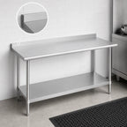 Thumbnail image #4 for Duke Manufacturing 314-3684-2R 84" x 36" Stainless Steel Work Table, 14-Gauge 300 Series, Straight Riser, Galvanized Undershelf