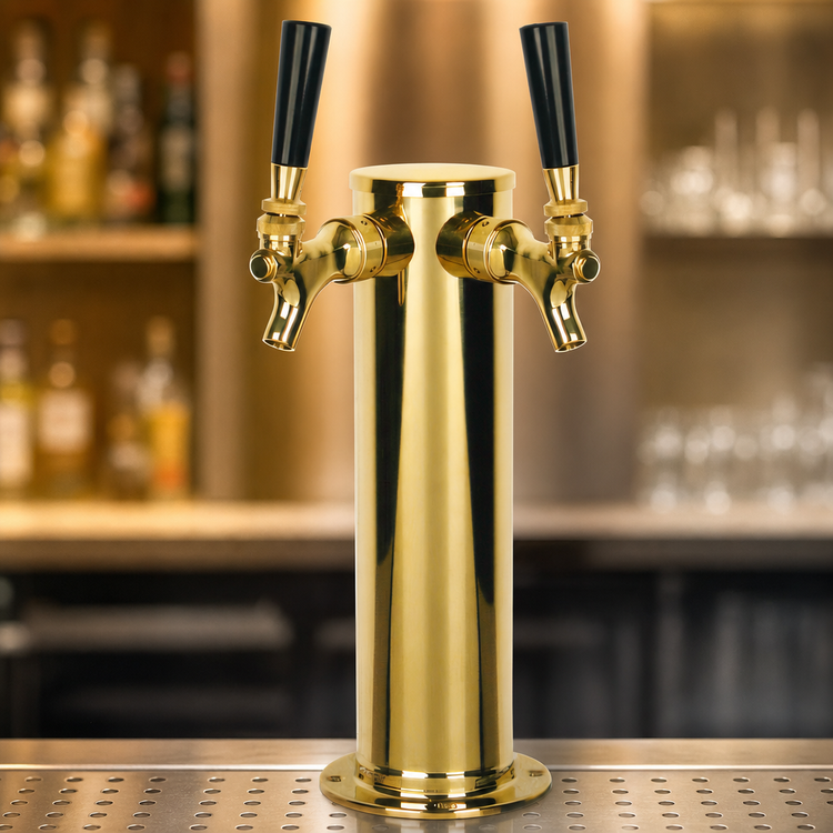 Product image #4 for Micro Matic D4743DT-PVD Air-Cooled 3-Inch Single Column 2-Faucet Draft Beer Tower with PVD Brass Finish
