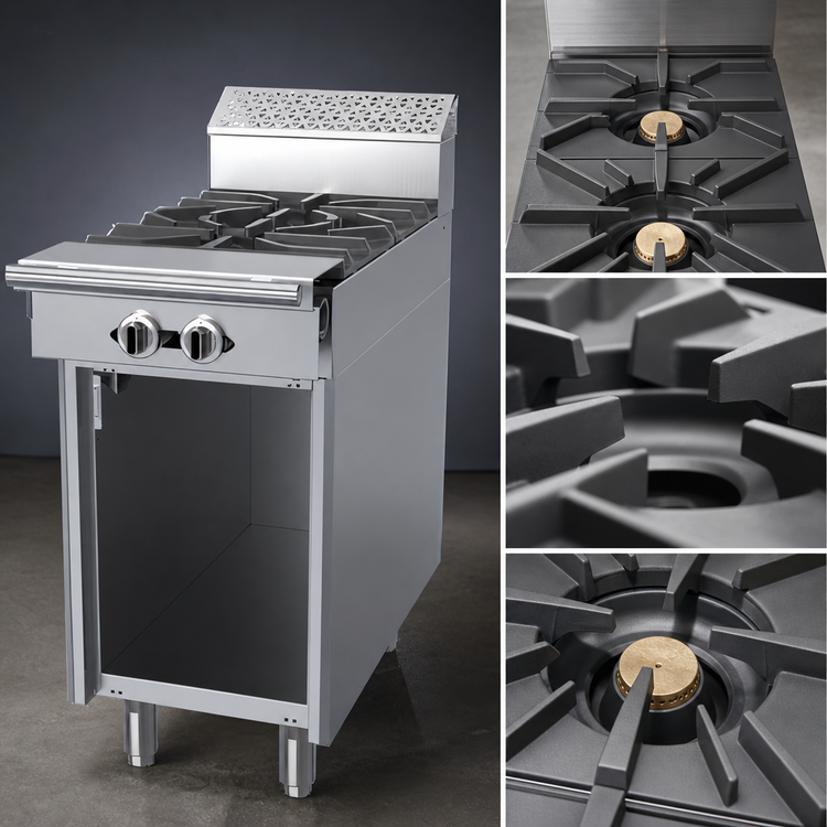 Product image #4 for Garland Cuisine Series Heavy-Duty 18-Inch Gas Add-A-Unit Range Section with 2 Open Burners and Storage Base