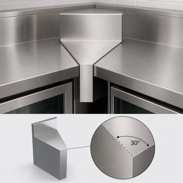 Product image #4 for Krowne Royal Series Flat-Top 30° Rear Corner Underbar Angle Filler, 24-Inch Front-to-Back, Stainless Steel