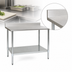 Thumbnail image #4 for BlendPort Deluxe Series Stainless Steel Work Table with 4-1/2-Inch Backsplash and Galvanized Undershelf, 84-Inch W x 24-Inch D