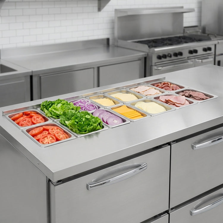 Product image #3 for Continental Refrigerator RA68N18M-D 68" Three-Section Refrigerated Sandwich Prep Table with Drawers and Door