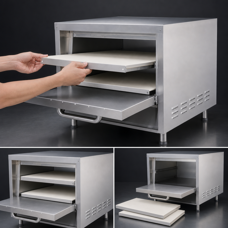 Product image #4 for Admiral Craft PO-18 Stackable Countertop Electric Pizza Deck Oven with 2 Ceramic Hearth Shelves
