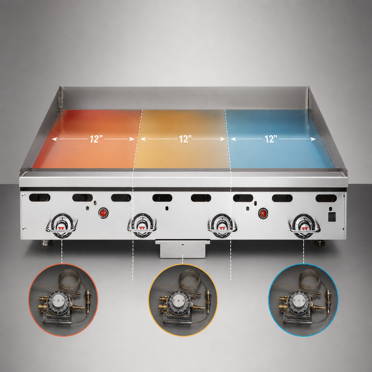 Product image #4 for Vulcan MSA Series Heavy Duty Countertop Gas Griddle, 36 Inch W x 30 Inch D Cooking Surface, 1 Inch Polished Steel Plate