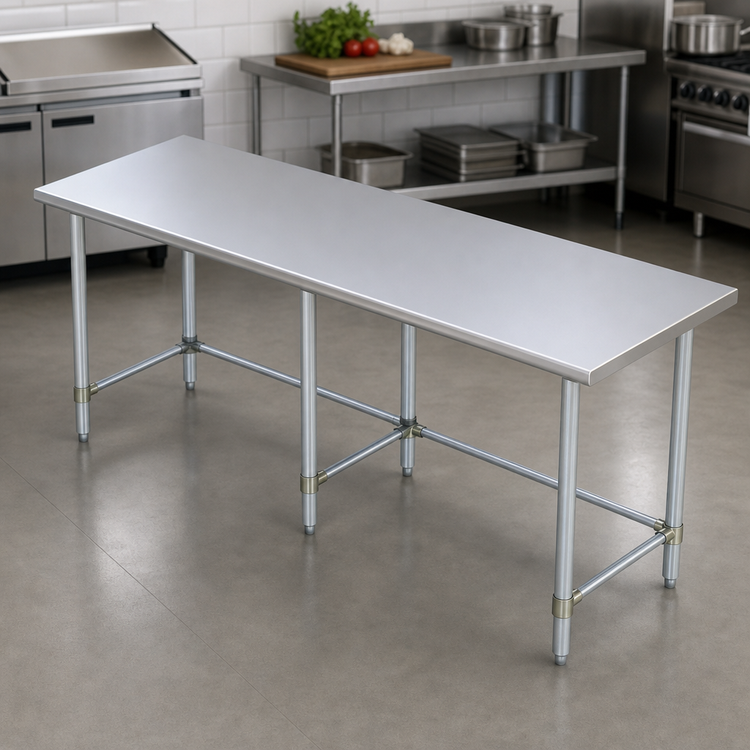 Product image #4 for Sapphire Manufacturing 108-Inch x 36-Inch 18-Gauge 400-Series Stainless Steel Work Table with Galvanized Legs