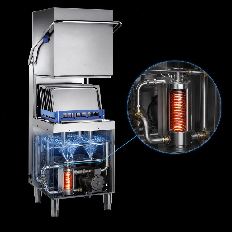 Product image #4 for Blakeslee D-18-1 Hood-Type High-Temp Dishwasher with Booster Heater, 30 Racks/Hour, 220-240V, 1-Phase