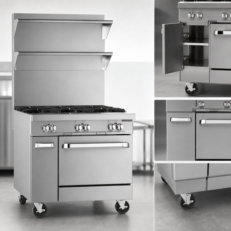 Product image #4 for Southbend Platinum 48-Inch Heavy Duty Commercial Gas Range with 8 Open Burners, Standard Oven Base, and 12-Inch Cabinet