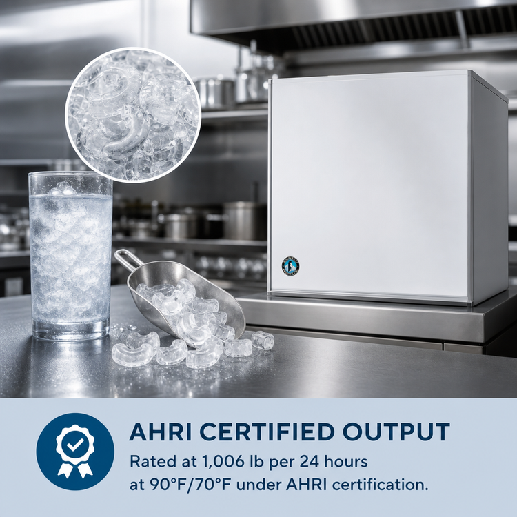 Product image #4 for Hoshizaki KM-1100MWJ Water-Cooled Crescent Cube Ice Maker with Self-Contained Condenser, 1,073 lb/Day